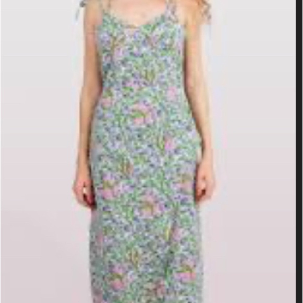 Liberty & Justice Tie-Strap Maxi Dress in Pink & Green